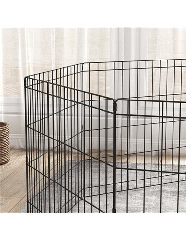 PawHut Dog Playpen, Puppy Pen, Eight-Panel Metal Fence, for Small Dogs, Indoors, Outdoors - Black