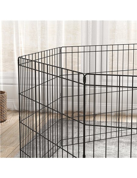 PawHut Dog Playpen, Puppy Pen, Eight-Panel Metal Fence, for Small Dogs, Indoors, Outdoors - Black - pic 141922 | FastDaddyshop