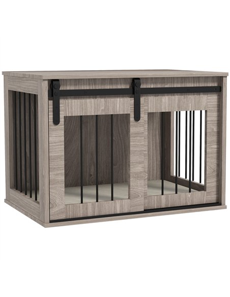PawHut Dog Crate Furniture with Removable Cushion for Medium Dogs, 80 x 54 x 57cm - Brown - pic 141932 | FastDaddyshop