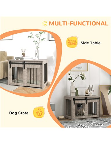 PawHut Dog Crate Furniture with Removable Cushion for Medium Dogs, 80 x 54 x 57cm - Brown