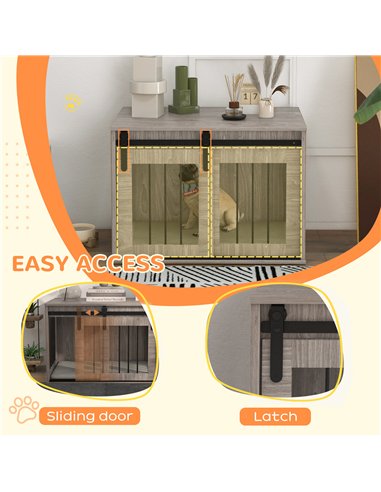 PawHut Dog Crate Furniture with Removable Cushion for Medium Dogs, 80 x 54 x 57cm - Brown