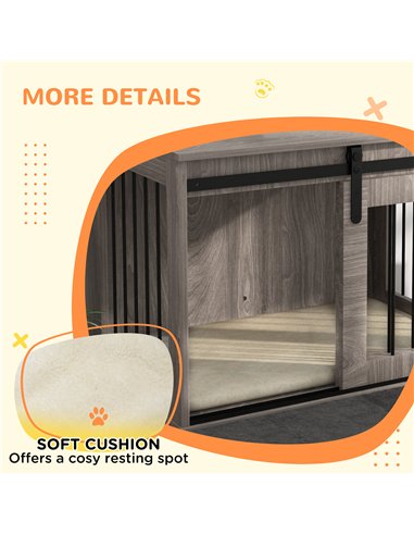 PawHut Dog Crate Furniture with Removable Cushion for Medium Dogs, 80 x 54 x 57cm - Brown