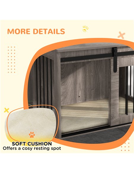 PawHut Dog Crate Furniture with Removable Cushion for Medium Dogs, 80 x 54 x 57cm - Brown - pic 141938 | FastDaddyshop