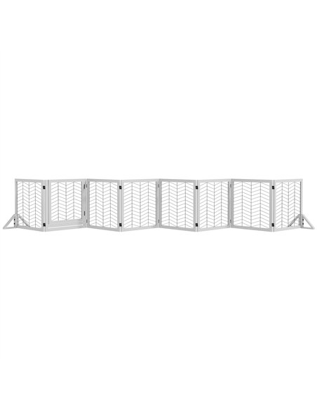 PawHut 8 Panels Foldable Pet Gate with Support Feet, for House, Doorway, Stairs, Small and Medium Dogs - White - pic 141941 | FastDaddyshop