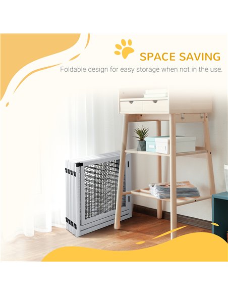 PawHut 8 Panels Foldable Pet Gate with Support Feet, for House, Doorway, Stairs, Small and Medium Dogs - White - pic 141946 | FastDaddyshop