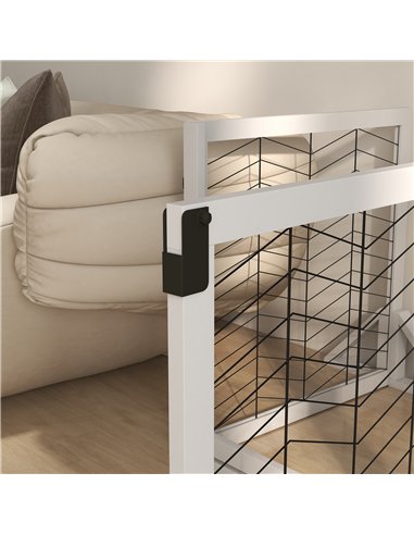 PawHut 8 Panels Foldable Pet Gate with Support Feet, for House, Doorway, Stairs, Small and Medium Dogs - White