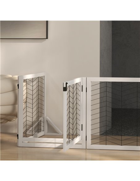 PawHut 8 Panels Foldable Pet Gate with Support Feet, for House, Doorway, Stairs, Small and Medium Dogs - White - pic 141949 | FastDaddyshop