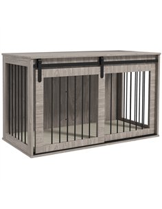 PawHut 118cm Dog Crate Furniture with Removable Cushion for Extra Large Dogs - Walnut Brown