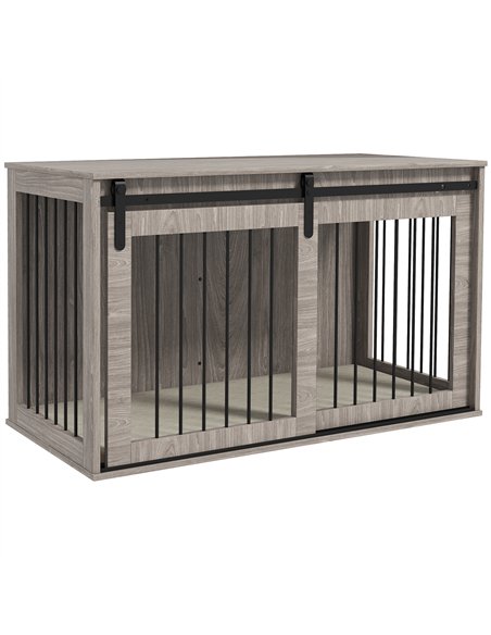 PawHut 118cm Dog Crate Furniture with Removable Cushion for Extra Large Dogs - Walnut Brown - pic 141959 | FastDaddyshop