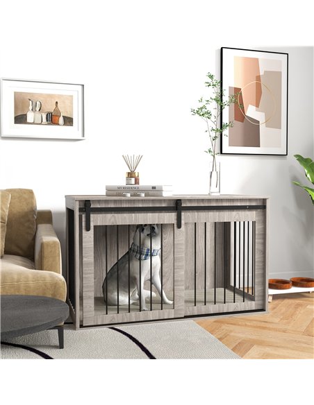 PawHut 118cm Dog Crate Furniture with Removable Cushion for Extra Large Dogs - Walnut Brown - pic 141960 | FastDaddyshop