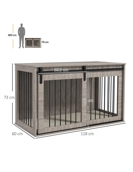 PawHut 118cm Dog Crate Furniture with Removable Cushion for Extra Large Dogs - Walnut Brown - pic 141961 | FastDaddyshop