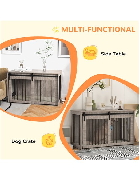 PawHut 118cm Dog Crate Furniture with Removable Cushion for Extra Large Dogs - Walnut Brown - pic 141963 | FastDaddyshop
