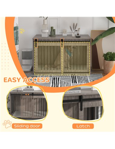 PawHut 118cm Dog Crate Furniture with Removable Cushion for Extra Large Dogs - Walnut Brown