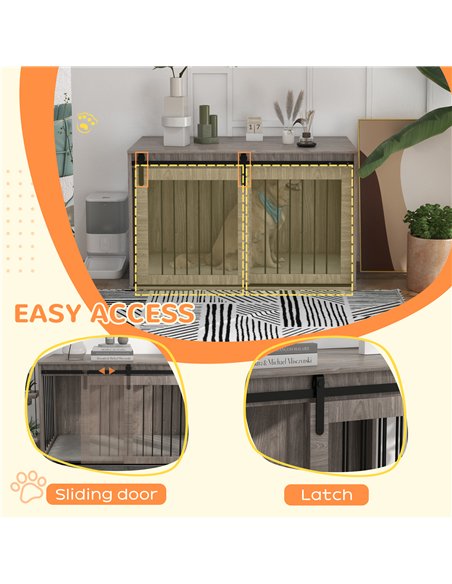 PawHut 118cm Dog Crate Furniture with Removable Cushion for Extra Large Dogs - Walnut Brown - pic 141964 | FastDaddyshop