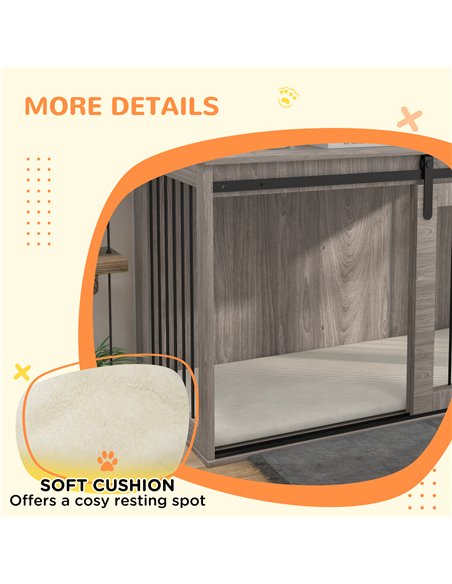PawHut 118cm Dog Crate Furniture with Removable Cushion for Extra Large Dogs - Walnut Brown - pic 141965 | FastDaddyshop