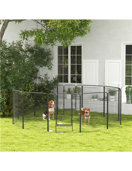 PawHut 12 Panels Heavy Duty Puppy Playpen, for Small Dogs, Indoor and Outdoor Use - Silver - pic 141969 | FastDaddyshop