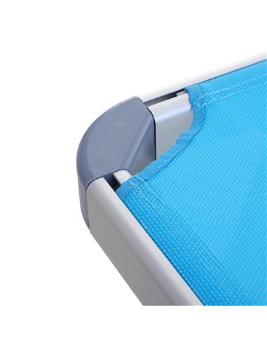 Outsunny Garden Sun Lounger Texteline Chaise Lounge Reclining Chair with Canopy Adjustable Backrest Bed Aluminium Frame - Blue