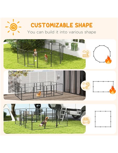 PawHut 12 Panels Heavy Duty Puppy Playpen, for Small Dogs, Indoor and Outdoor Use - Silver - pic 141971 | FastDaddyshop