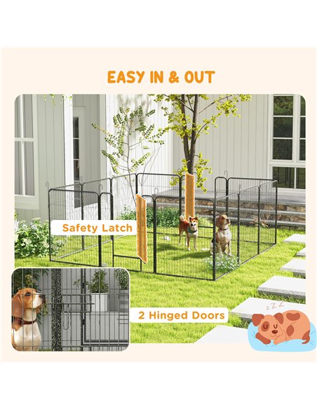 PawHut 12 Panels Heavy Duty Puppy Playpen, for Small Dogs, Indoor and Outdoor Use - Silver - pic 141972 | FastDaddyshop