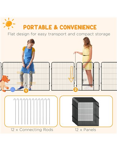 PawHut 12 Panels Heavy Duty Puppy Playpen, for Small Dogs, Indoor and Outdoor Use - Silver