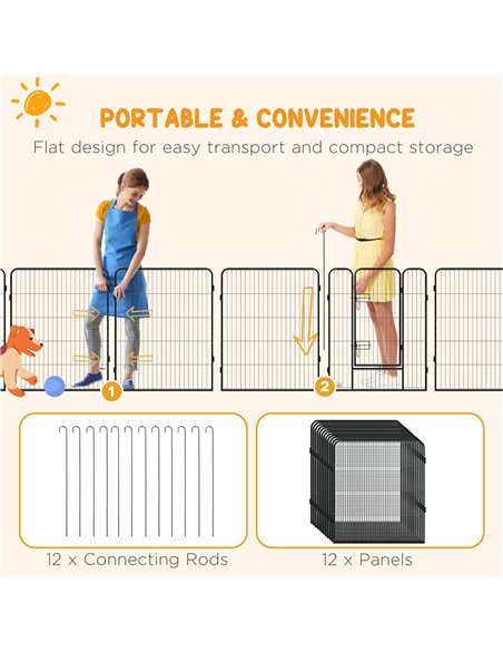 PawHut 12 Panels Heavy Duty Puppy Playpen, for Small Dogs, Indoor and Outdoor Use - Silver - pic 141973 | FastDaddyshop