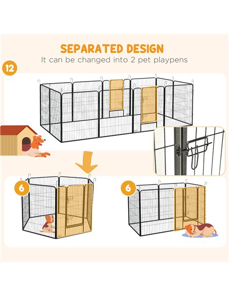 PawHut 12 Panels Heavy Duty Puppy Playpen, for Small Dogs, Indoor and Outdoor Use - Silver - pic 141974 | FastDaddyshop