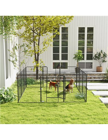 PawHut 12 Panels Heavy Duty Puppy Playpen, for Small Dogs, Indoor and Outdoor Use - Silver