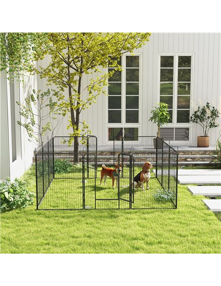 PawHut 12 Panels Heavy Duty Puppy Playpen, for Small Dogs, Indoor and Outdoor Use - Silver - pic 141975 | FastDaddyshop