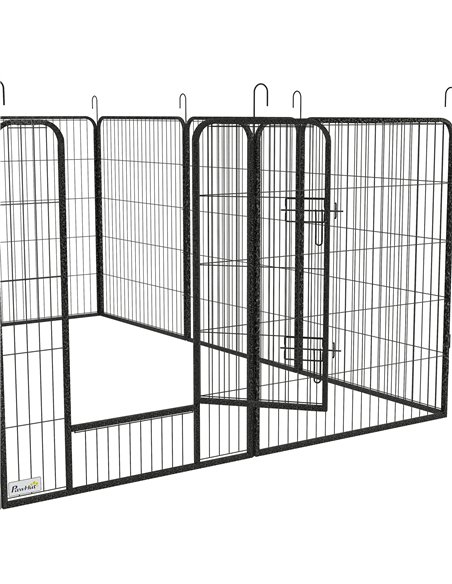 PawHut 12 Panels Heavy Duty Puppy Playpen, for Small Dogs, Indoor and Outdoor Use - Silver - pic 141976 | FastDaddyshop