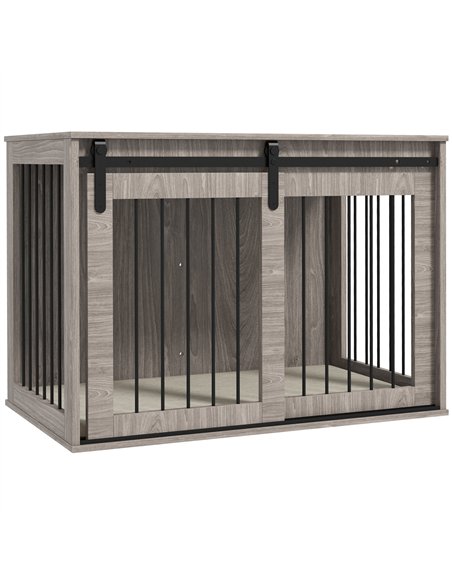 PawHut 98cm Dog Crate Furniture with Removable Cushion for Large Dogs - Brown - pic 141977 | FastDaddyshop