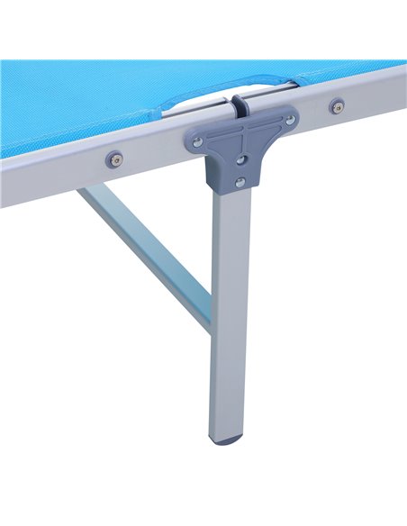 Outsunny Garden Sun Lounger Texteline Chaise Lounge Reclining Chair with Canopy Adjustable Backrest Bed Aluminium Frame - Blue - pic 14198 | FastDaddyshop
