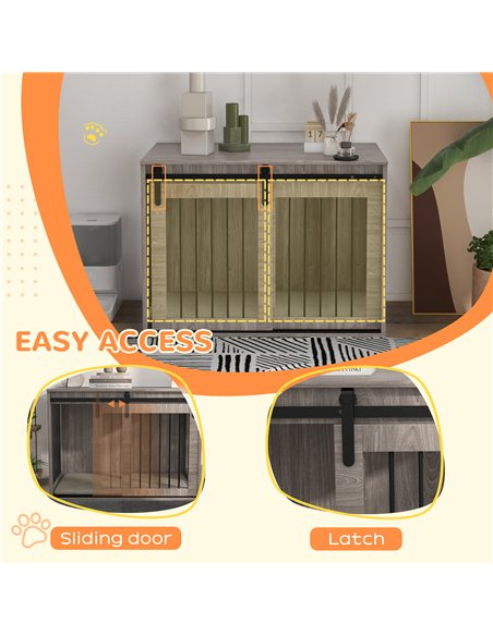 PawHut 98cm Dog Crate Furniture with Removable Cushion for Large Dogs - Brown - pic 141982 | FastDaddyshop