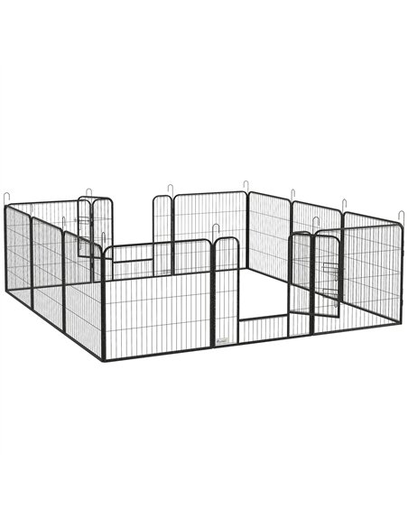 PawHut 12 Panels Heavy Duty Puppy Playpen, for Small Dogs, Indoor and Outdoor Use - Silver - pic 141986 | FastDaddyshop