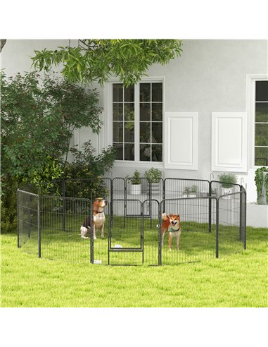 PawHut 12 Panels Heavy Duty Puppy Playpen, for Small Dogs, Indoor and Outdoor Use - Silver