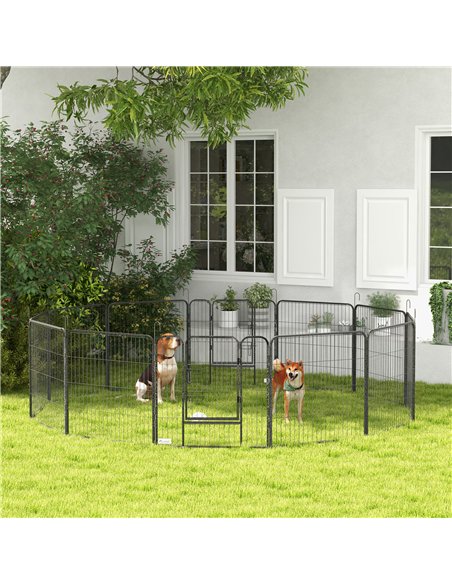 PawHut 12 Panels Heavy Duty Puppy Playpen, for Small Dogs, Indoor and Outdoor Use - Silver - pic 141987 | FastDaddyshop