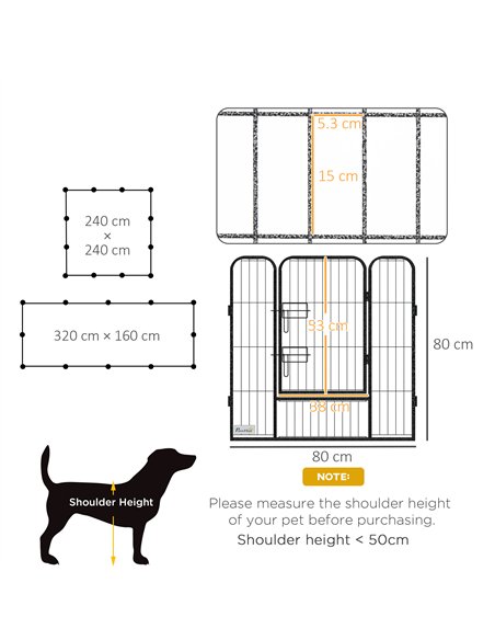 PawHut 12 Panels Heavy Duty Puppy Playpen, for Small Dogs, Indoor and Outdoor Use - Silver - pic 141988 | FastDaddyshop