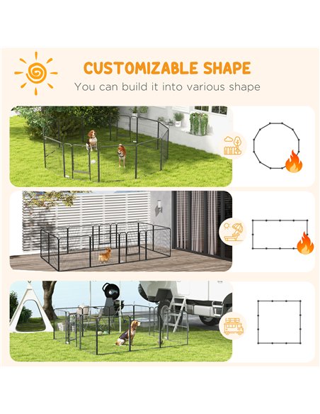PawHut 12 Panels Heavy Duty Puppy Playpen, for Small Dogs, Indoor and Outdoor Use - Silver - pic 141989 | FastDaddyshop