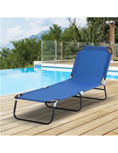 Outsunny Portable Folding Sun Lounger with 5-Position Adjustable Backrest, Blue
