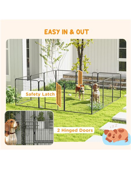 PawHut 12 Panels Heavy Duty Puppy Playpen, for Small Dogs, Indoor and Outdoor Use - Silver - pic 141990 | FastDaddyshop