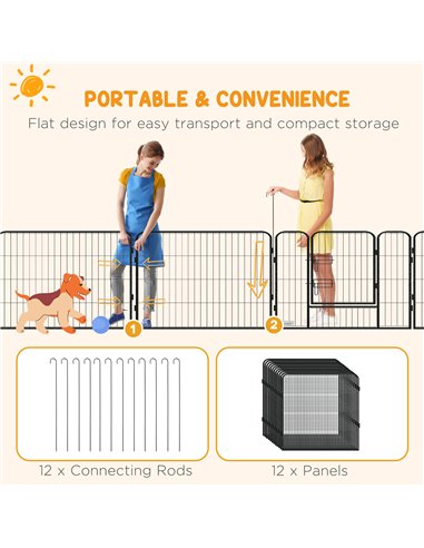 PawHut 12 Panels Heavy Duty Puppy Playpen, for Small Dogs, Indoor and Outdoor Use - Silver