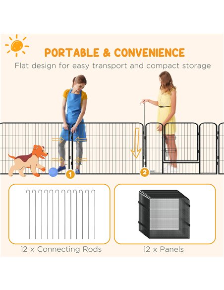 PawHut 12 Panels Heavy Duty Puppy Playpen, for Small Dogs, Indoor and Outdoor Use - Silver - pic 141991 | FastDaddyshop