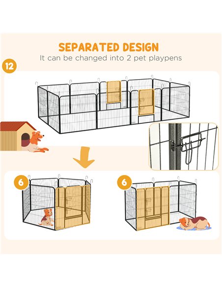 PawHut 12 Panels Heavy Duty Puppy Playpen, for Small Dogs, Indoor and Outdoor Use - Silver - pic 141992 | FastDaddyshop