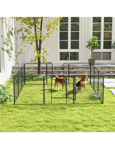 PawHut 12 Panels Heavy Duty Puppy Playpen, for Small Dogs, Indoor and Outdoor Use - Silver - pic 141993 | FastDaddyshop