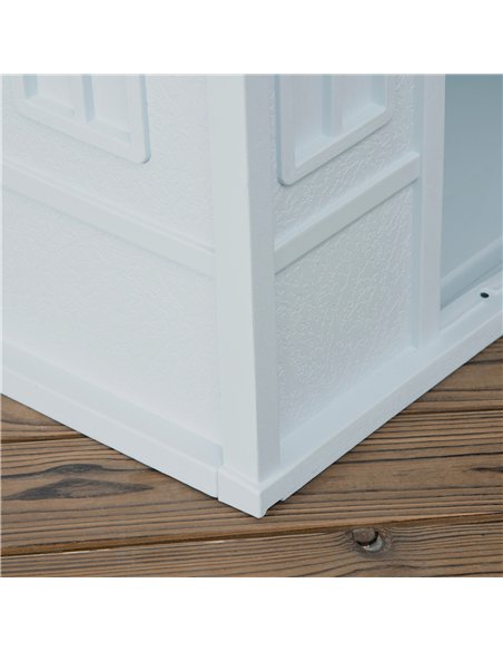 PawHut Plastic Weather-Resistant Dog House, for Indoors and Outdoors, Large Dogs - White and Blue - pic 142012 | FastDaddyshop