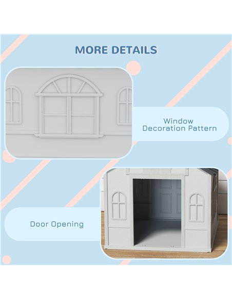 PawHut Plastic Weather-Resistant Dog House, for Indoors and Outdoors, Medium Dogs - Grey - pic 142018 | FastDaddyshop