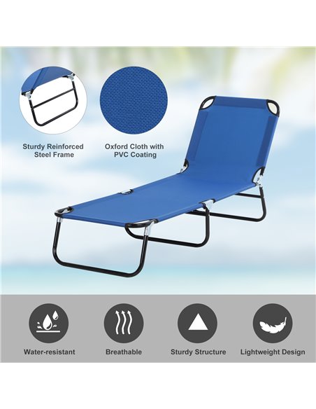 Outsunny Portable Folding Sun Lounger with 5-Position Adjustable Backrest, Blue - pic 14202 | FastDaddyshop