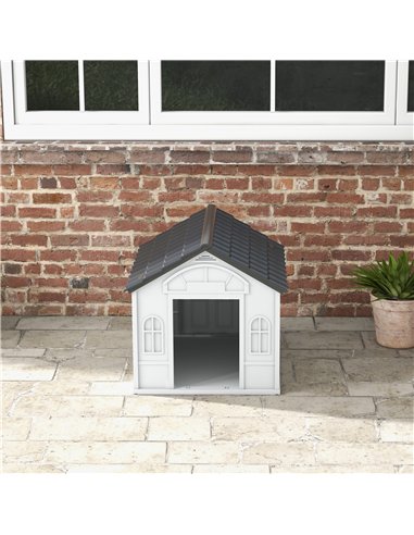 PawHut Plastic Weather-Resistant Dog House, for Indoors and Outdoors, Medium Dogs - Grey