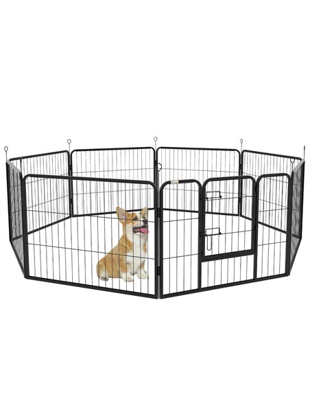 PawHut Steel 8 Panel Dog pen Pet Puppy PlayPen Black - pic 142022 | FastDaddyshop