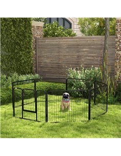 PawHut Steel 8 Panel Dog pen Pet Puppy PlayPen Black 2