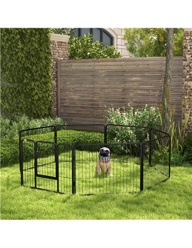 PawHut Steel 8 Panel Dog pen Pet Puppy PlayPen Black